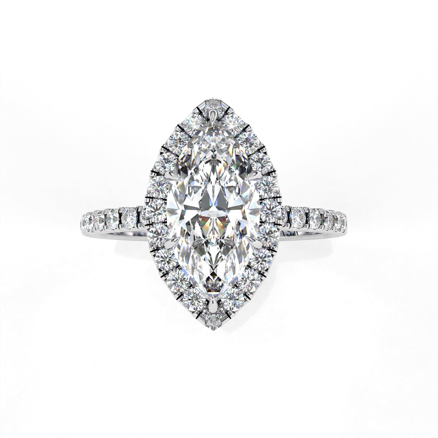 Marquise Halo Diamond Ring White