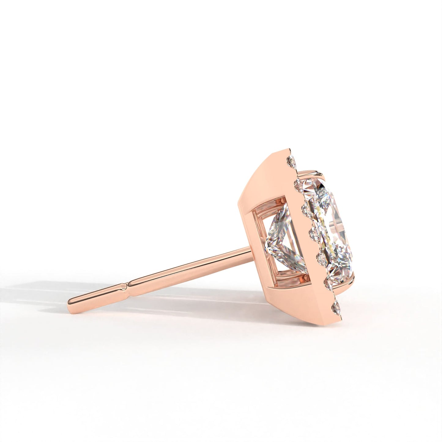 Princess Halo Solitaire Rose Earring